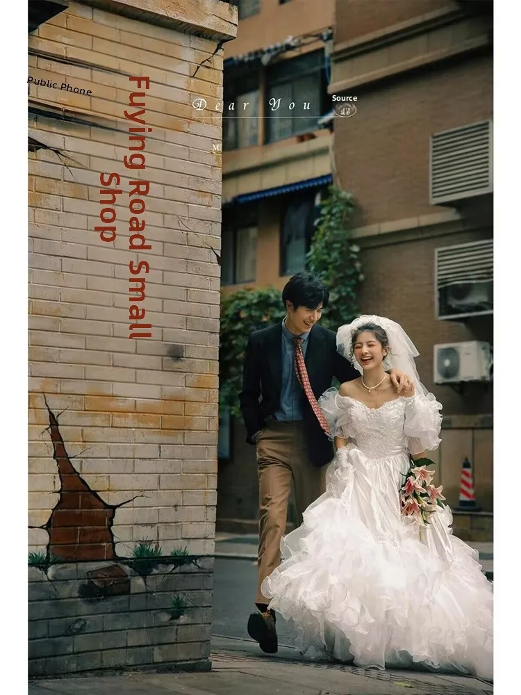 

Vintage Hong Kong Style Puffy Skirt White Lace Wedding Dress Photography Artistic Street Snapshots Retro Photography Shoot