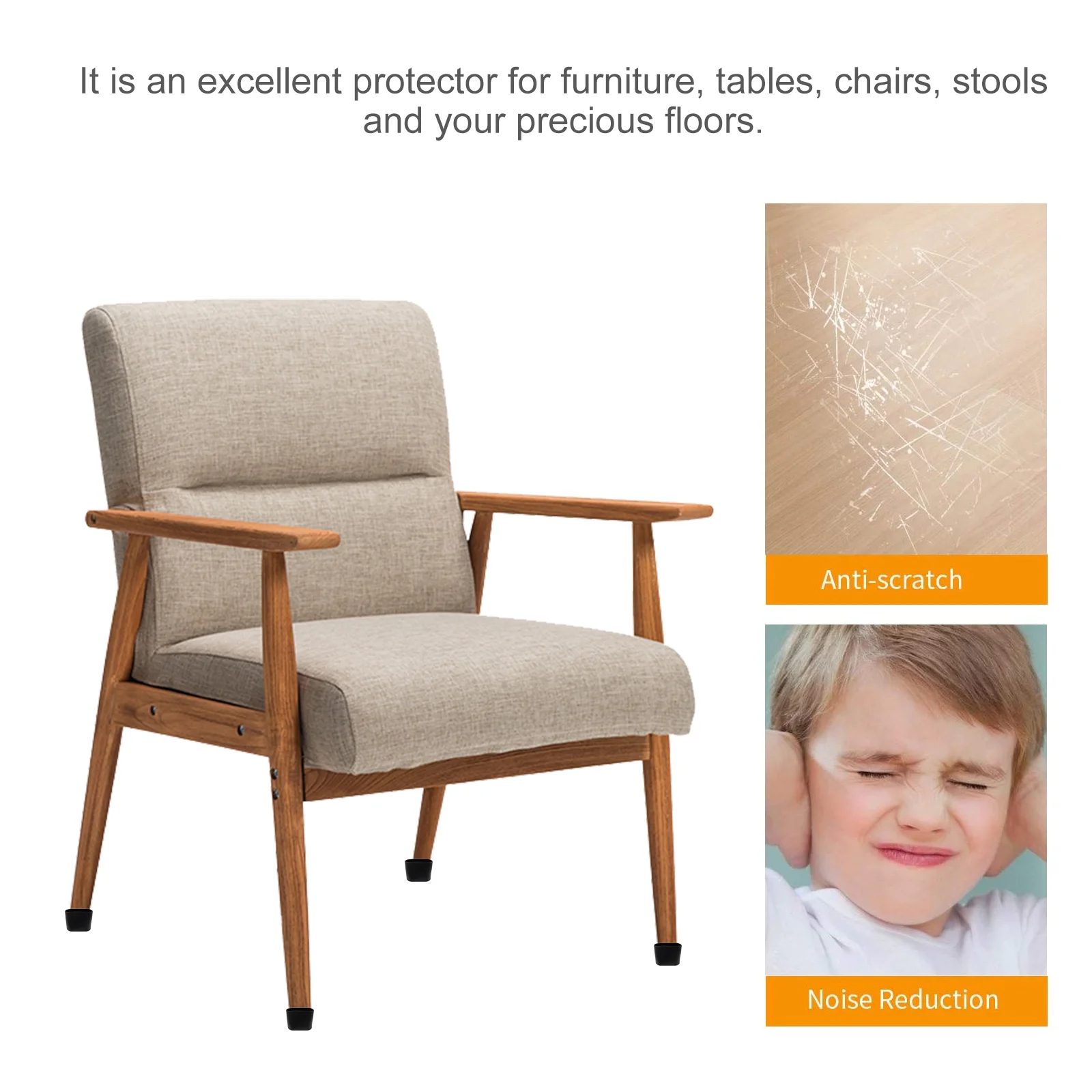 10 Pcs Stool Leg Floor Protectors Table and Chair Protection Pad Feet Cover Protective Black