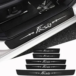 Carbon Fiber Car Door Threshold Anti Scratch Sticker For Fiesta Badge Side Trunk Tailgate Sill Decals Strip Tape Accessories