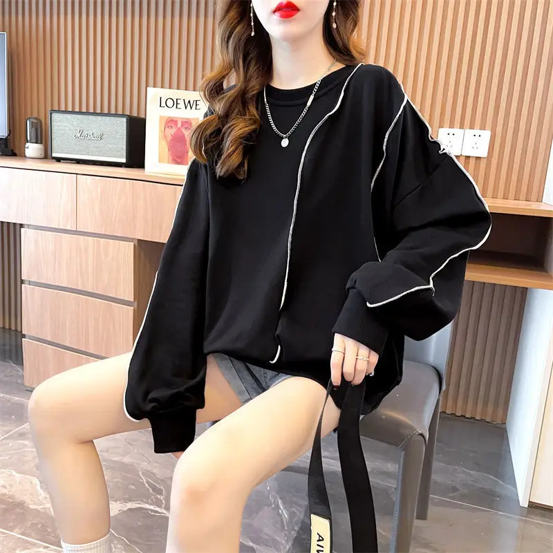 Spring Autumn New O-neck All-match Youth Trend Hoodies Long Sleeve Thin Loose Korean Pullovers Top Fashion Casual Women Clothing