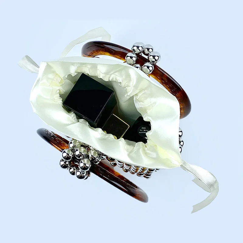 24 new niche designs, high-end textured beaded woven bead bag, circular ring portable bucket bag