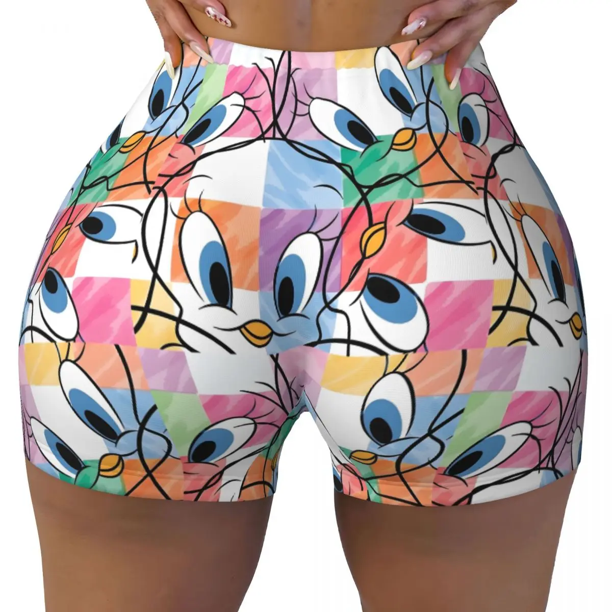 

Custom Yellow Cartoon T-Tweeties Bird Workout Biker Running Shorts for Women Cute Anime Gym Yoga Shorts