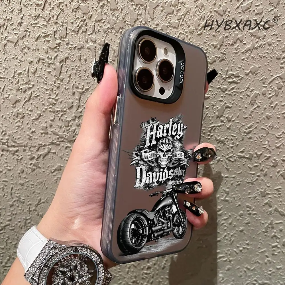 HYBXAXC Gothic H-harley Skull Motorcycle Design Phone Case Fashion Color Silver Case For IPhone Light weight Anti Scratch view 4