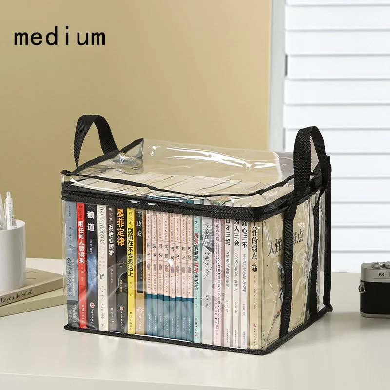 1 pcs Foldable book box student dormitory classroom book organizer transparent waterproof household book organizing storage box