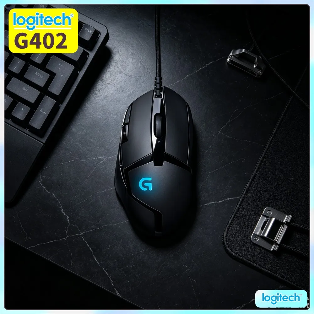 Logitech G402 Gaming Mouse Fusion Engine 500+ IPS Tracking 20M Clicks 4 DPI Levels Ergonomic Design For Long Play Hours