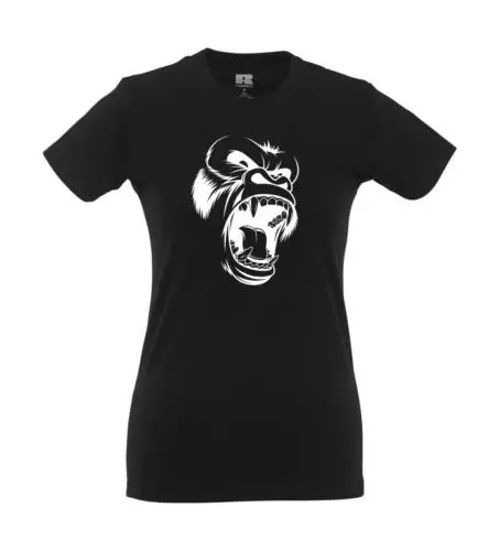 Gorilla Face Sihoutte Affe Dschungel I Fun I Lustig I Sprüche I Girlie Shirt