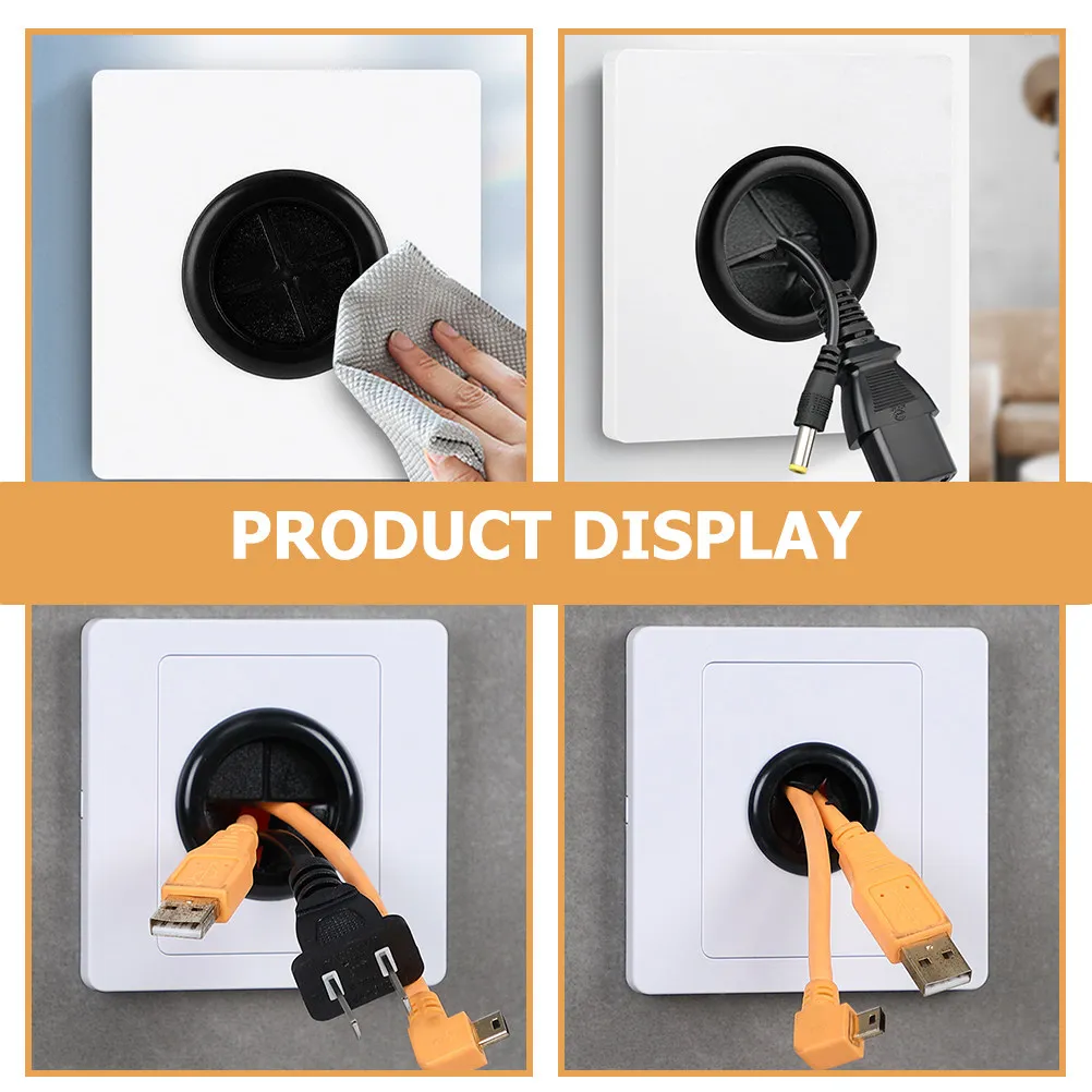 5Pcs Wall Cable Management Plate with Outlet Hole for Office DIY Cable Organization Wall Outlet Cover Plate