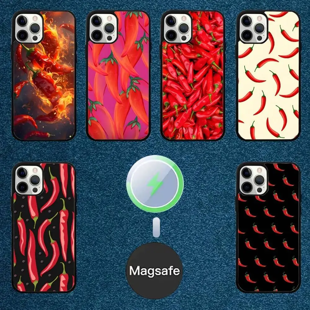 

Chili Red Phone Case For iPhone 16,15,14,13,12,11,Plus,Pro,Max Mini Magsafe Magnetic Wireless Charging