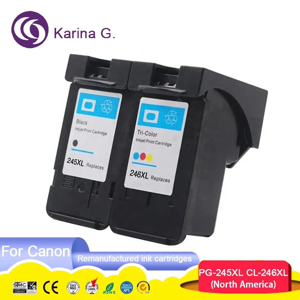 PG 245 XL CL 246 PG245 CL246 PG245xl 245XL Remanufactured Color Inkjet Ink Cartridge for Canon MX490 MG2922 MX2420 Printer