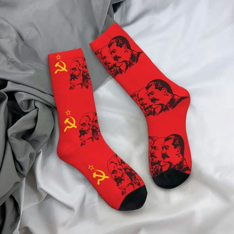Marx Communism Flag Socks Men Women Warm 3D Printed Russian Russia Soviet Union USSR CCCP Flags Sports Football Crew Socks