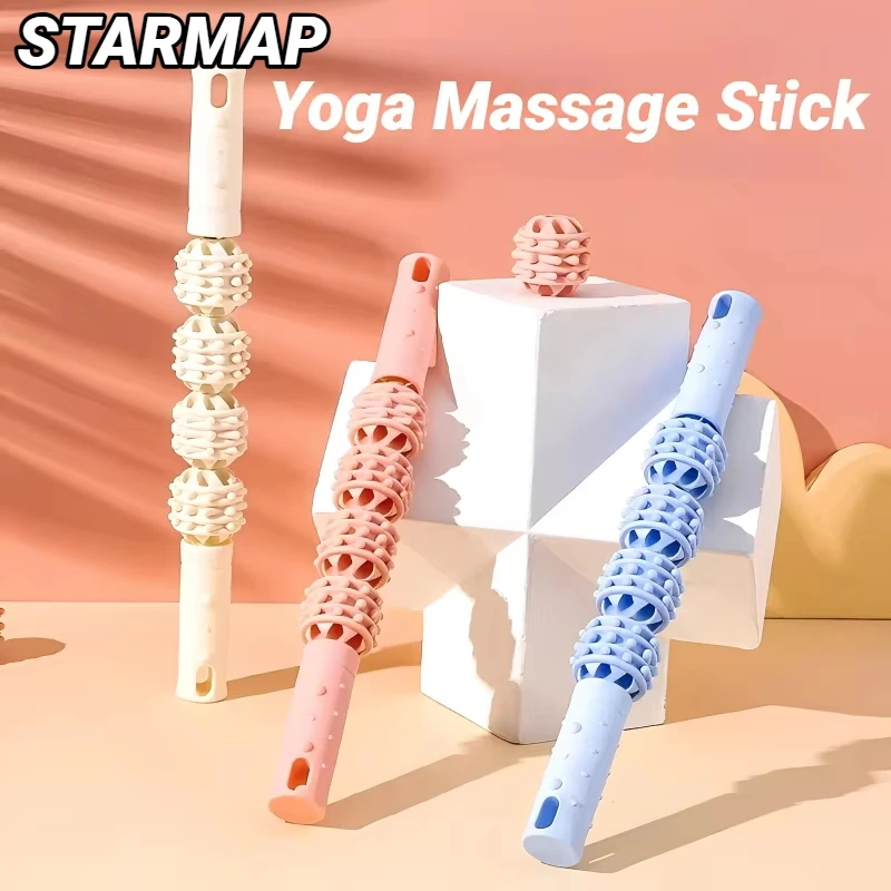 4-Ball-Roller, Muskeln, Massagestab, Entspannung, Yoga, Fitness, Wolfszahn, Faszien für Waden, Oberschenkel, Quadriceps, Arme, Unterarme