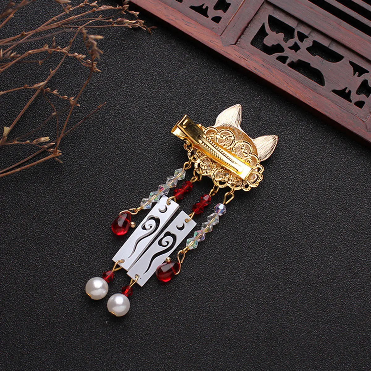 

1Pair Fox Dangle Tassel Hair Clip Metal Animal Barrette for Cosplay Party Birthday Wedding Daily Hair Styling Accessories
