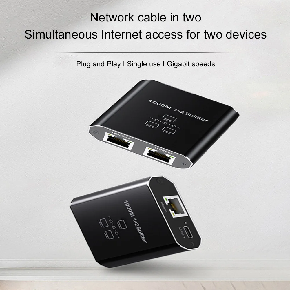 Ethernet Splitter 1 To 2 1000Mbps Internet Cable Splitter Gigabit Network Splitter LAN Splitter Work with Cat5/5e/6/7/8