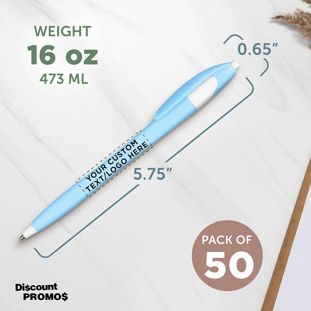 مجموعة أقلام بلاستيكية مخصصة بلونين مكونة من 50 قطعة مع تخصيص - حبر أسود، مثالية للمكاتب والمدارس والسفر #5