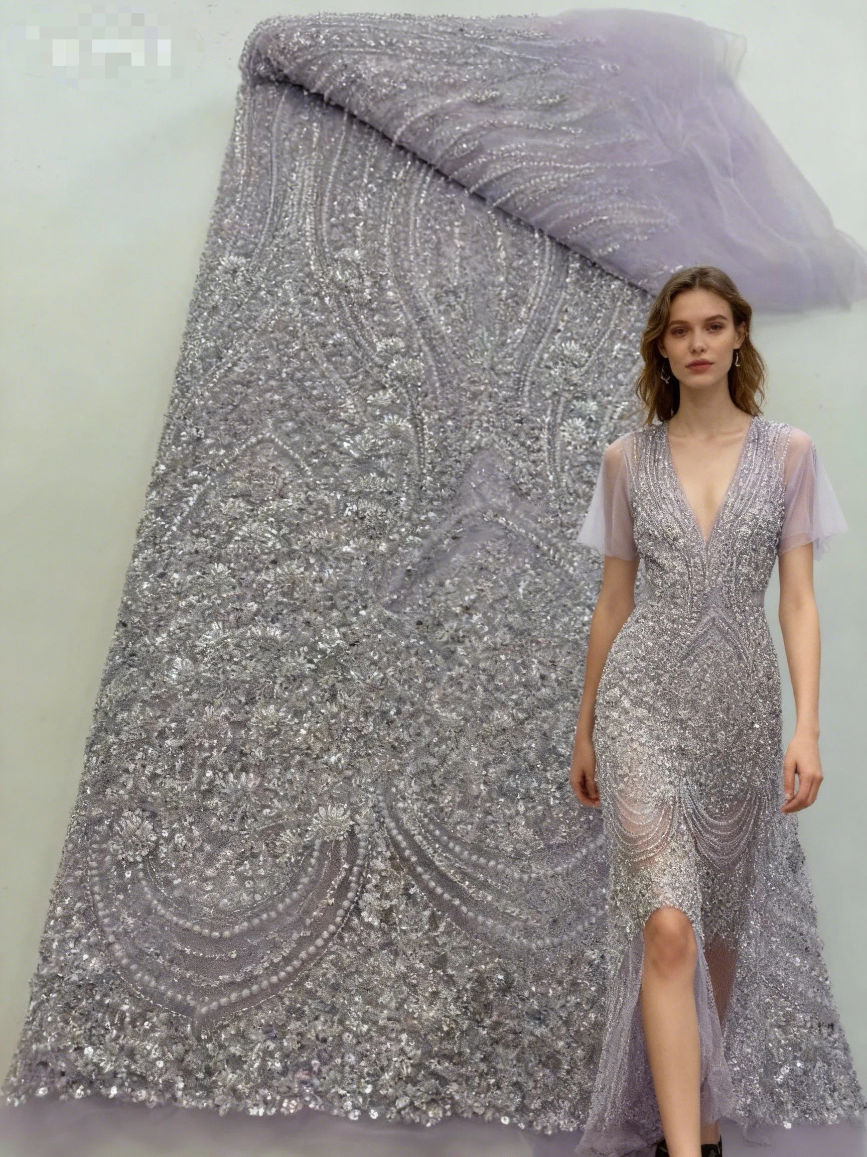 

Элегантная африканская кружевная ткань с блестками для жениха, 2024, высокое качество, французская нигерийская изысканная кружевная ткань с бисером для шитья свадебного платья