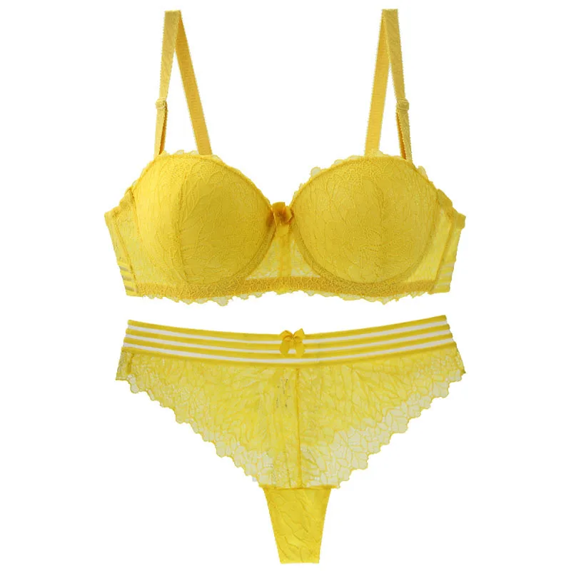 Ensemble de sous-vêtements sexy en dentelle pour femme, soutien-gorge push-up, lingerie grande taille, noir, vert, rose, rouge, blanc, jaune, ABCDE, nouveau, 2023