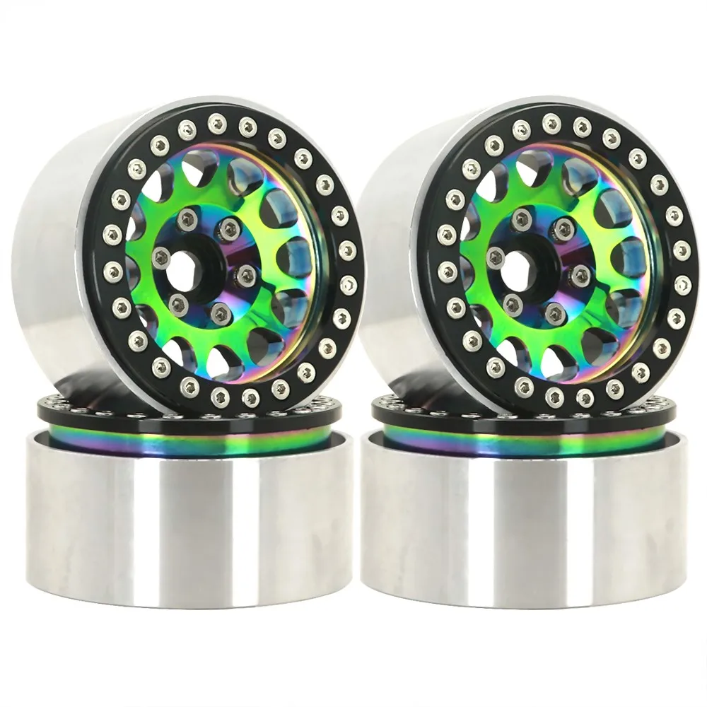 For 1/10 Rc Crawler Axial Scx10 Axi03007 Yikong Trx4 Redcat Rgt 1.9inch Colorful Metal Beadlock 12 Round Hole Wheel Hub Rim