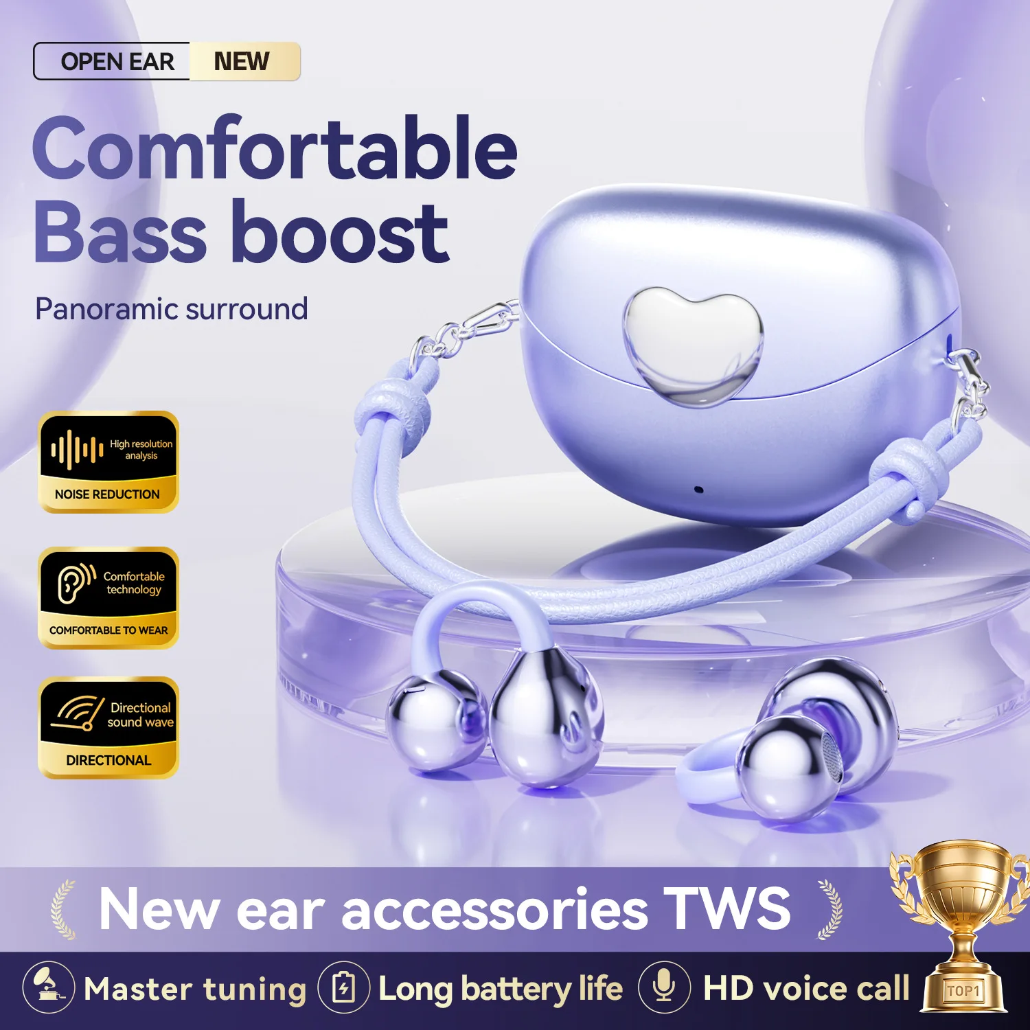 

Ear Clip Earphone Handbag Style Not In Ear Comfortable Wear HiFi Sound Effect Cute Earphone Optional Headphone Accessories