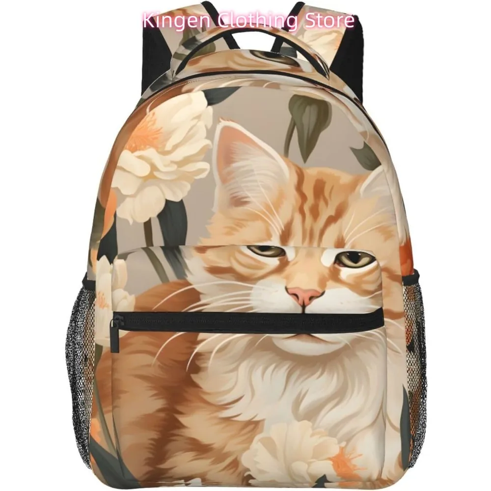 

Сумка для ноутбука обратно в школу Легкий рюкзак для ноутбука с забавным цветочным котом Легкий многоцелевой дорожный повседневный рюкзак унисекс Col