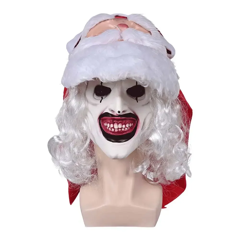 Fantasia Horror Art Clown Maschera di Babbo Natale Film Terrifier 3 Cosplay Disfraz Accessori per costumi Spaventosi Uomini Prop Festa di Halloween