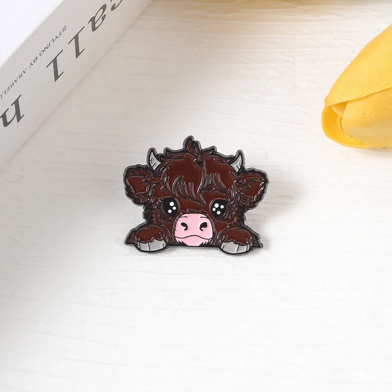 Schottische Highland-Rinder Emaille-Pins: Niedliche Cartoon-Broschen für Kleidung, Taschen, Schmuck – Dekorative, niedliche Anstecknadeln als Geschenke – Detail 2