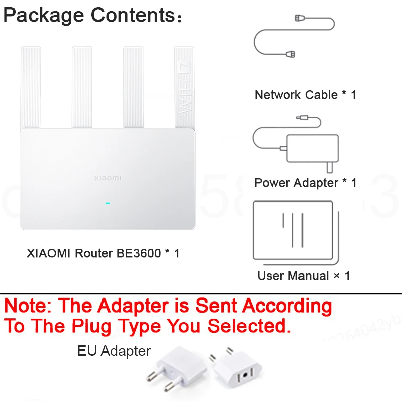 XIAOMI MIJIA Router BE3600，WiFi 7 Dual-band Qualcomm Quad-core Processor，3570Mbps Dual WAN LAN VPN，Chinese Version With Adapter