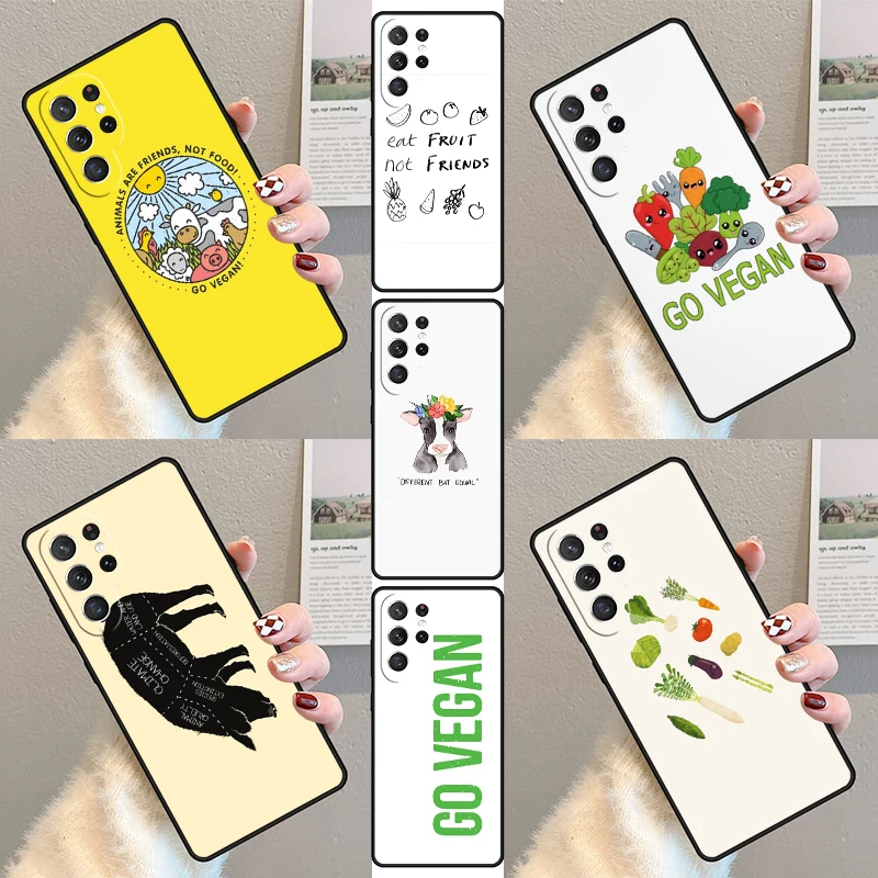 

Vegan Vegetarian Quotes Phone Case For Samsung Galaxy S23 S21 S20 FE S24 S25 S22 Ultra Note 10 20 Plus Silicone Cover