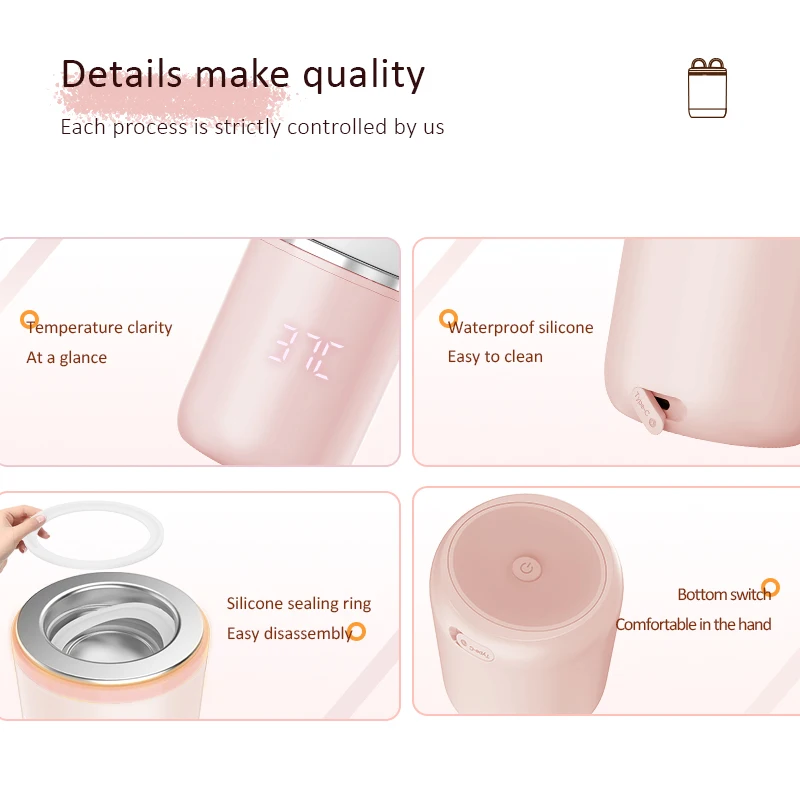 XIMYRA N1S Portable Baby Bottle Warmer, Fast Heating Travel Milk Warmer, 8800mAh Breastmilk  Warmer On The Go with 3 Adapters