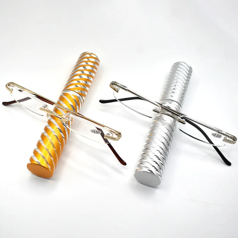 

Unisex Frameless Reading Glasses with Spiral Pen Holder