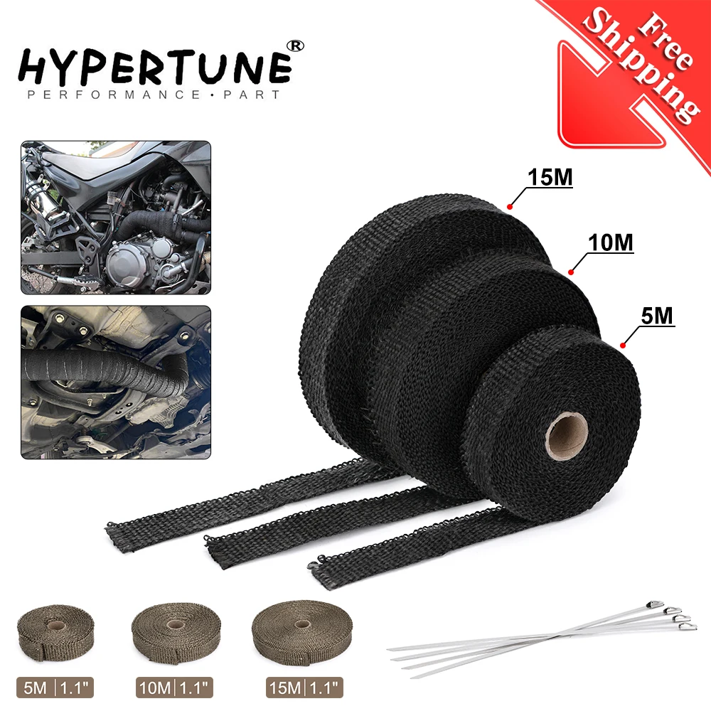 Ruban thermique pour moto, collecteur rond, isolation thermique, degré de rouleau avec attaches en acier inoxydable, en-tête, 5m, 10m, 15m, livraison gratuite