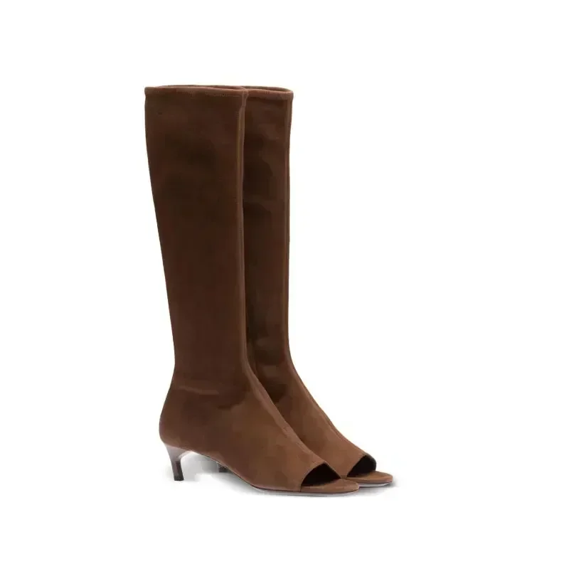 Ladies' Spring and Summer New Slim Heel Pinch Toe Knee Length Cool Boots, Fashionable Side Zipper Mid Length Women's Boots image 6