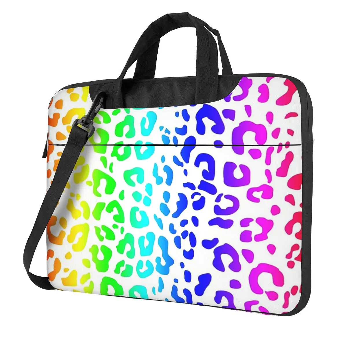 Rainbow And White Spots Leopard Print Laptop Bag Shockproof Case Computer Bag 13 14 15.6 Crossbody Laptop Pouch For Macbook Pro