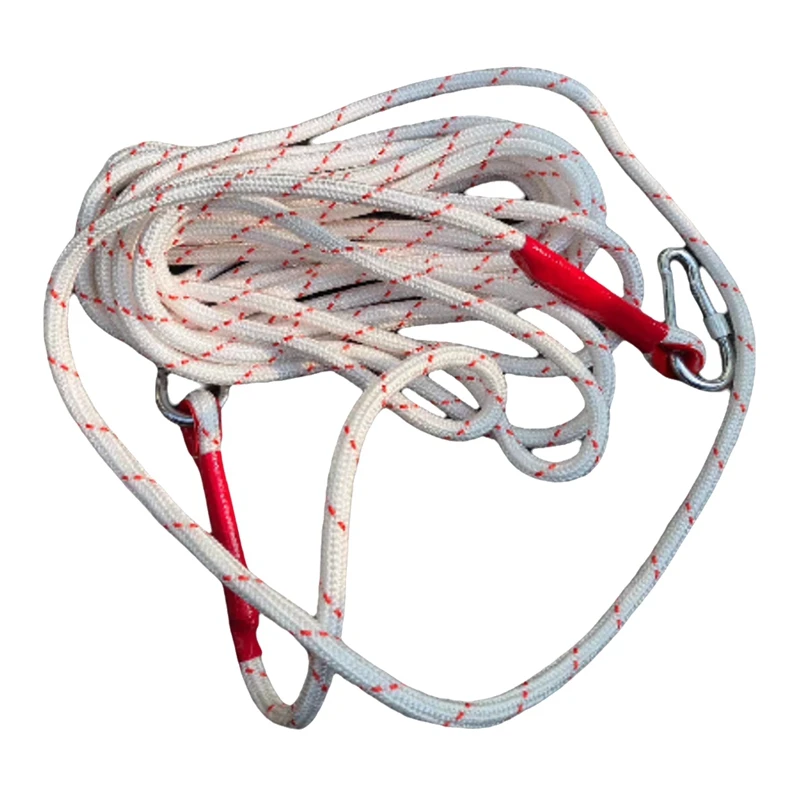 AC93-White-Red Line Steel Wire Core Nylon Rope Household Emergency Escape Cordage Wear-Resistant Safety Cord