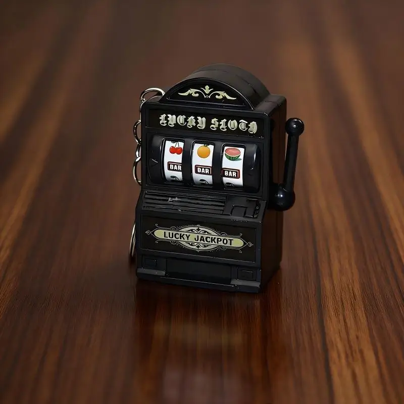Mini Gambling Slot Machine Key Chains Creative Arcade Pocket Fruit Lucky Jackpot Gadget Antistress Toy Funny Games Keychain Ring