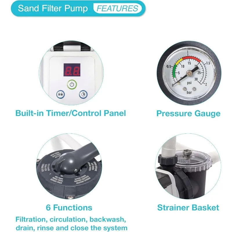 26651EG 3,000 GPH Above Ground Pool Sand Filter Pump with Automatic Timer