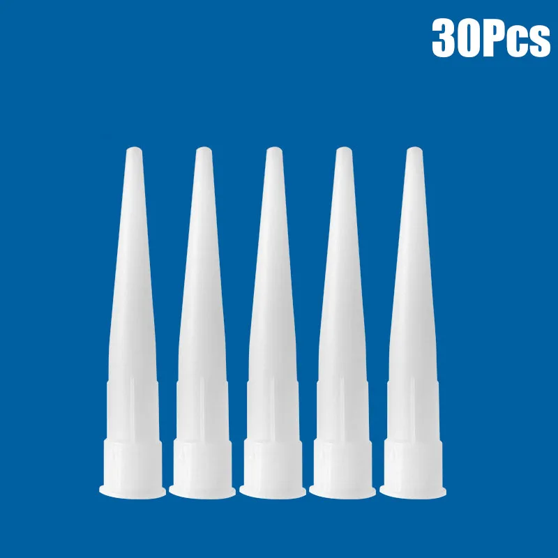 30pcs Glass Nozzles Plastic Glass Glue Caulking Gun Nozzles Sealant Silicone Caulking Tips Mouth Caps Home Construction Tools