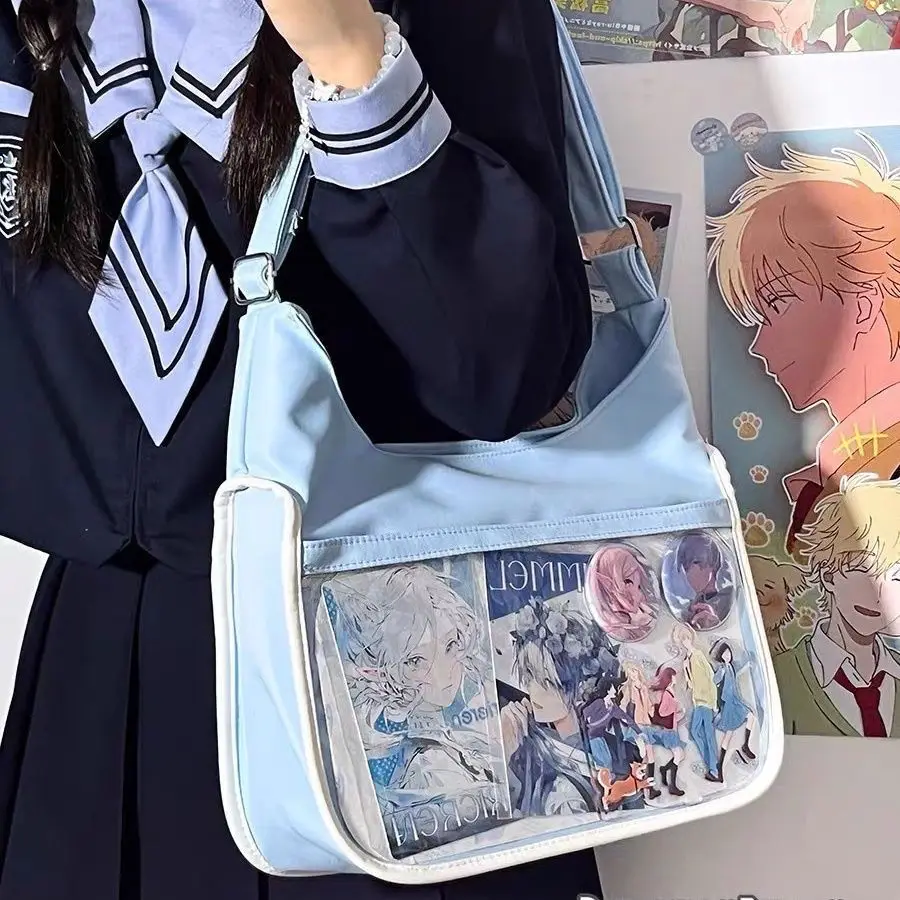 Original Handmade Itasha Bag - Japanese School Style Shoulder Crossbody, Spacious Commuter Tote with High-Impact Look