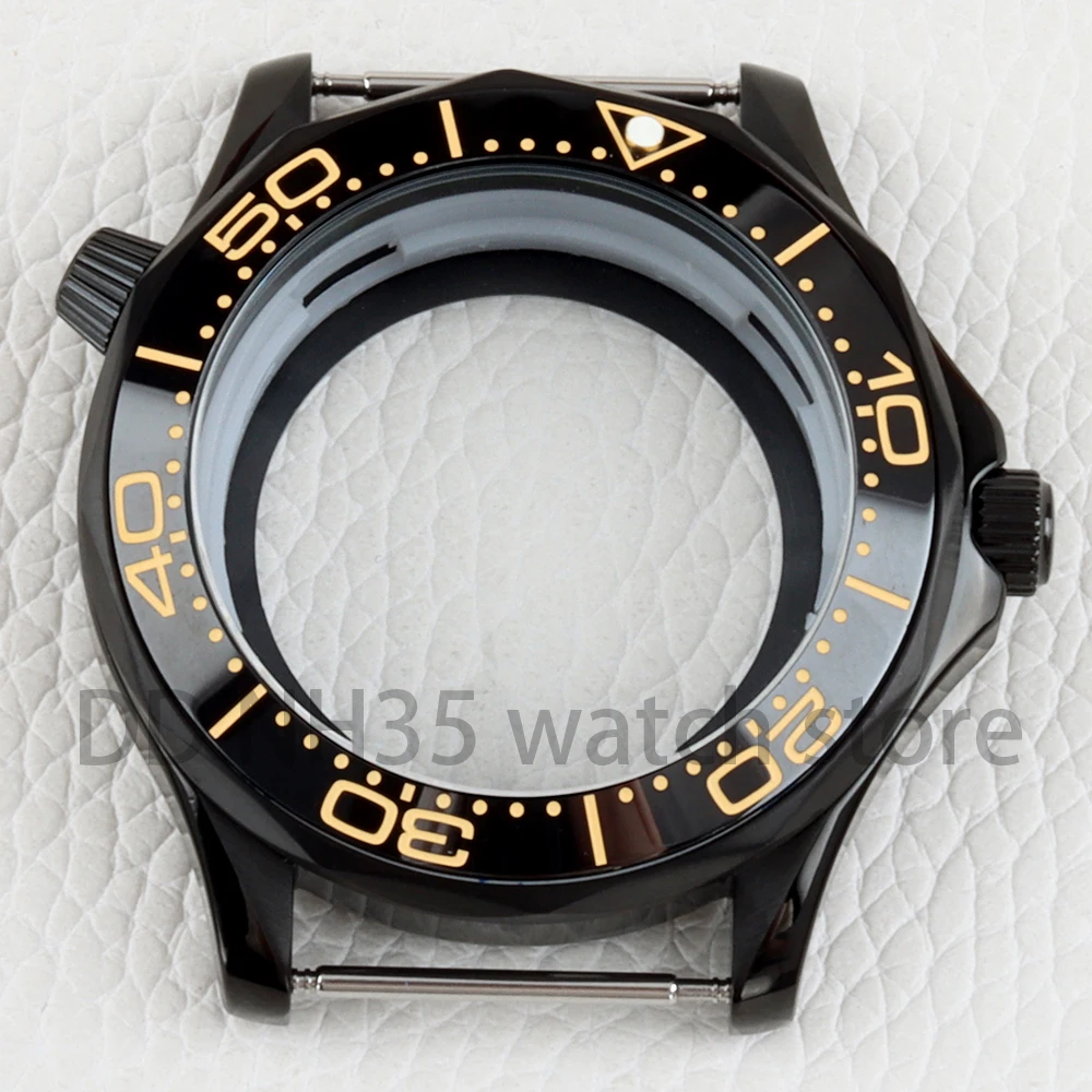 Black 41mm NH35 Watch Case Solid 316L Stainless Steel for Seiko NH35 NH36 Movement Seamaster 31mm Dial 100 Meters Waterproof