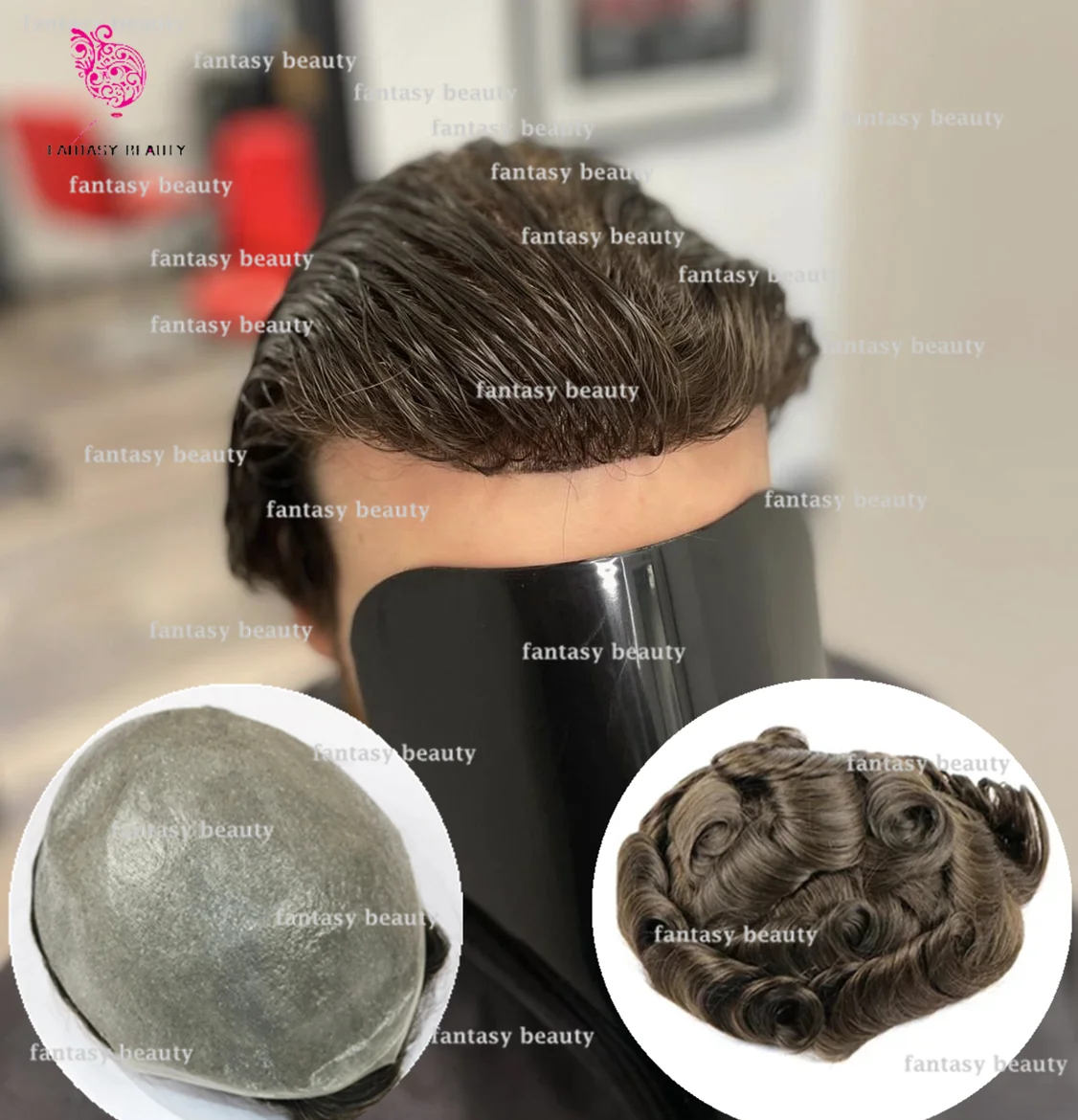 

Durable ultra-thin skin full PU natural hairline V loop 30mm toupee 0.04mm capillary prosthesis injection replacement system