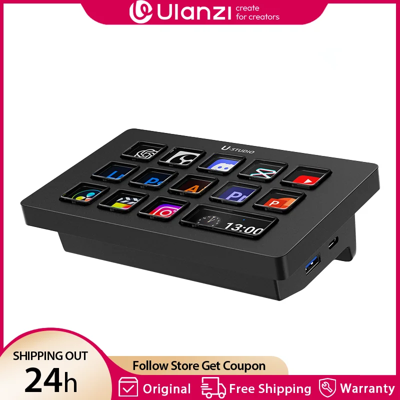 

Ulanzi D200H 7 in 1 Stream Deck with 13 DIY Keys Stream Controler Keyboard for OBS Live PC Youtube Content Creation SD/TF/USB3.0