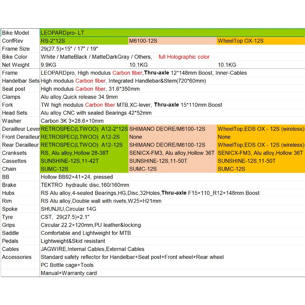 تويتر 2025 جديد LEOPARDpro (LT) دراجة جبلية من ألياف الكربون شوكة صلبة من ألياف الكربون 29 (27.5) * 15 بوصة/17 بوصة/19 بوصة #6