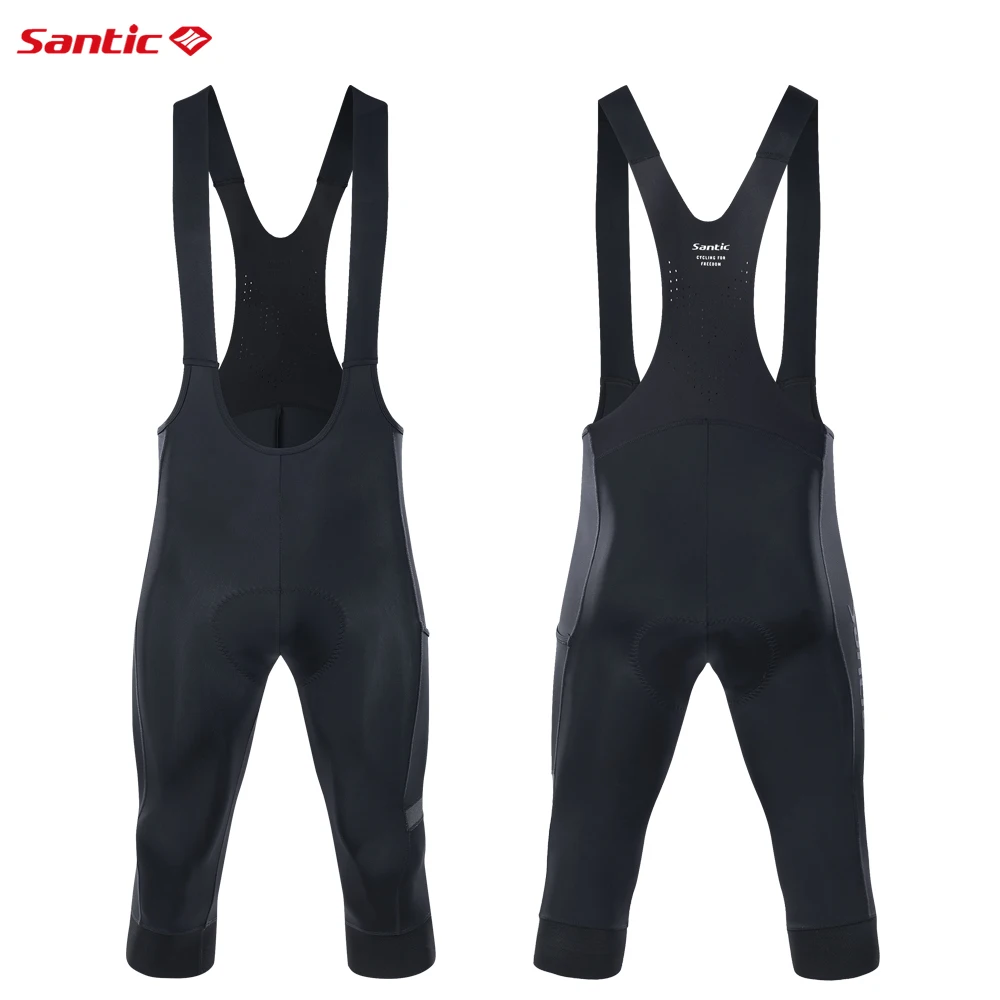 

Santic Men's Summer Cycling Big Shorts Breathable Bicycle MTB 3/4 Bib Shorts Italian Shock Absorbing Cushion Bike Pants WM24C051