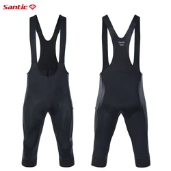 Santic Men's Summer Cycling Big Shorts Breathable Bicycle MTB 3/4 Bib Shorts Italian Shock Absorbing Cushion Bike Pants WM24C051