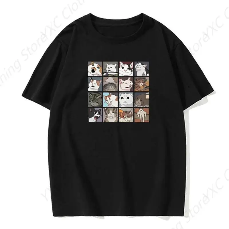 เสื้อยืดลายแมวปริศนาพิมพ์ลายสร้างสรรค์สำหรับผู้ชายเสื้อยืดเสื้อยืดคอกลมแขนสั้นทรงพอดีตัวเสื้อยืด6XL สดใสคลาสสิกรุ่นพื้นฐาน