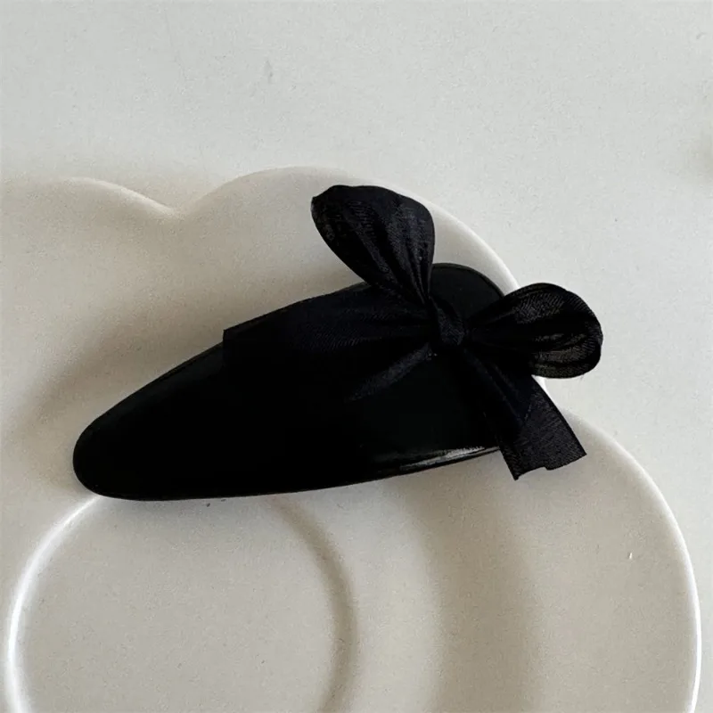 Girl\'s Fabric Color Bow Leather Water Drop Bb Clip Break Clip Sweet Cute Bangs Clip Hair Accessories New