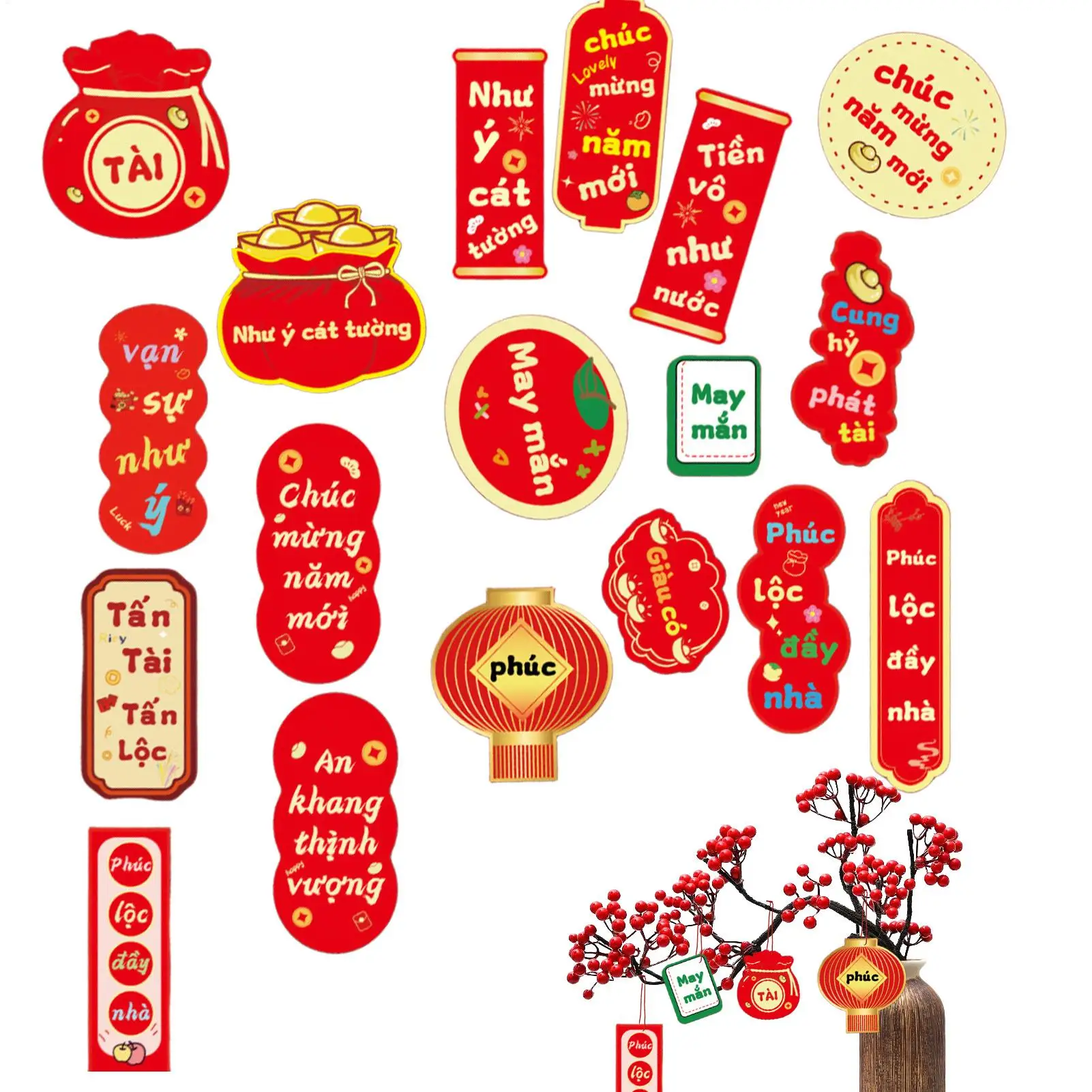 Vietnamese New Year Hangable Pendant 2025 Lunar New Year Tree Pendants Wall Decor For Home Workplace Year Of The Snake Photo