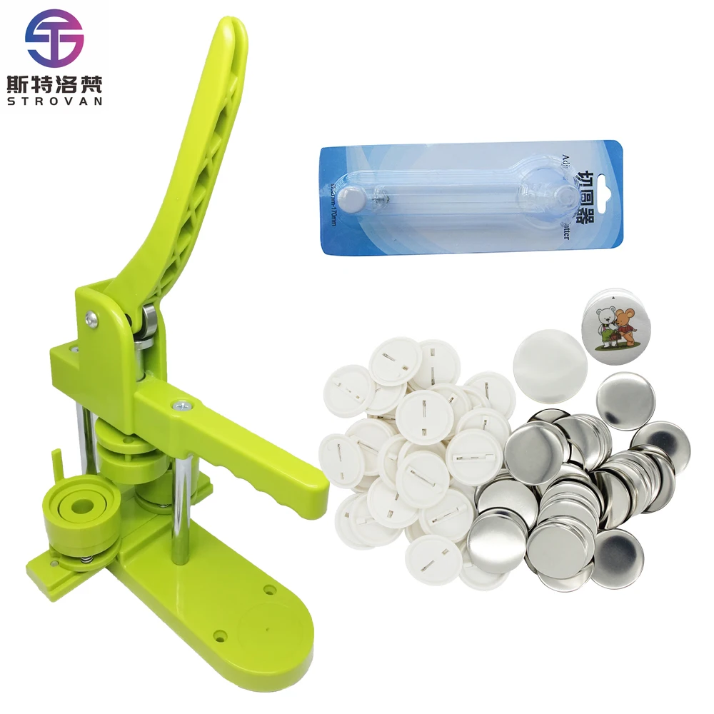 

Manual Button Structure School DIY Custom Gift Heat Press Machine Green Button Badge Making Machine