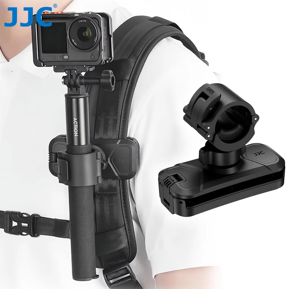 Suporte de Clipe para Mochila JJC para Bastão de Selfie, Compatível com Insta360 X5 X4 ACE Pro 2 GO Ultra DJI Action 6 5 GoPro 13 12 11 Acessórios