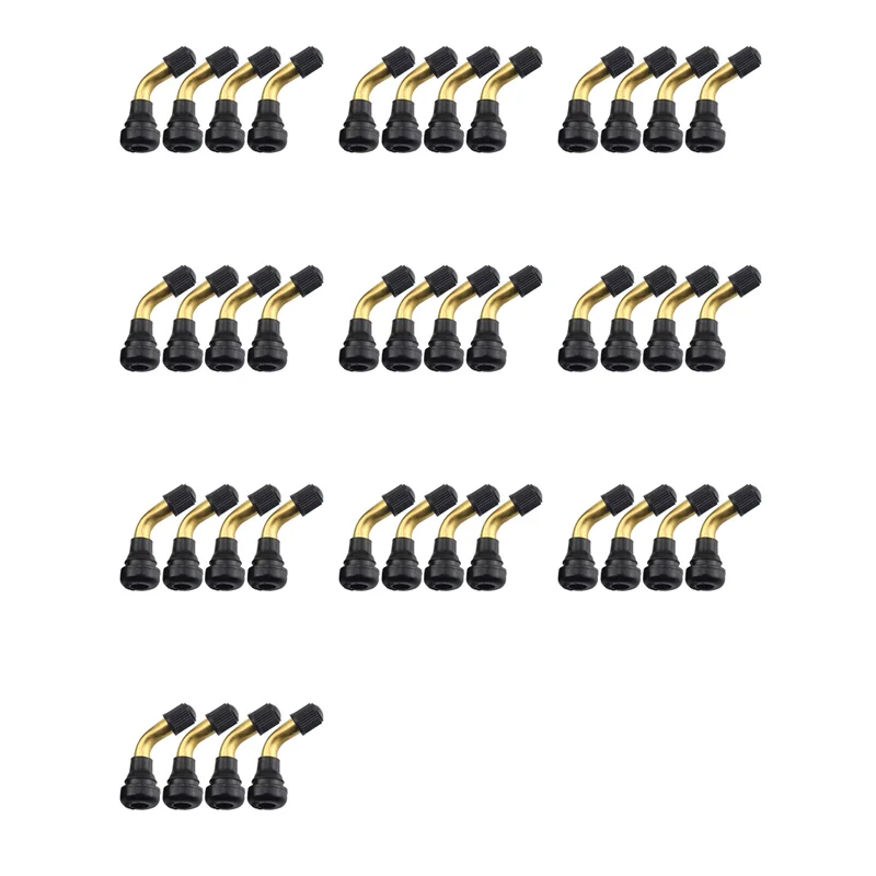 HOES-40Pcs Tyre Valves Stem Right Angle Snap-In Rubber 90 Degree Brass For Electric Scooter And M365 Electric Scooter