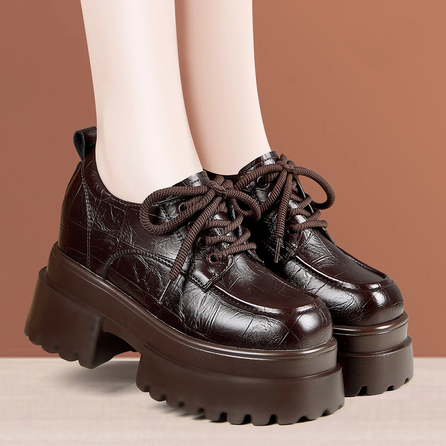 8cm Quality Comfortable Thick - Oxford Lace Up Women review and price